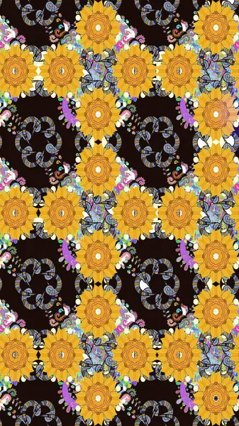 Raster düz çiçek çizim deseni. Sarı renkli çiçekler. Tasarım hediye paketi, tebrik kartları, posterler ve afiş tasarımı.