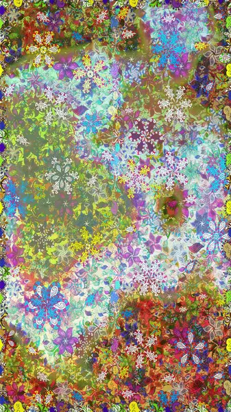 Çiçeklerle suluboya desenli çiçek deseni. Tarafsız ve yeşil renklerde güzel bir tekstil. Raster illüstrasyonu.