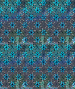 Mavi kıvırcık çiçekler mavi renkte şekillenir. Klasik çiçek tasarımı elementleri. Raster illüstrasyonu.