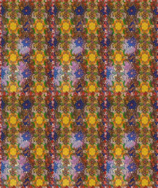 Raster illüstrasyonu. Raster illüstrasyonu. Çiçek desenli çizim. Asya tekstil tarzında. Kahverengi renkte çiçekler.