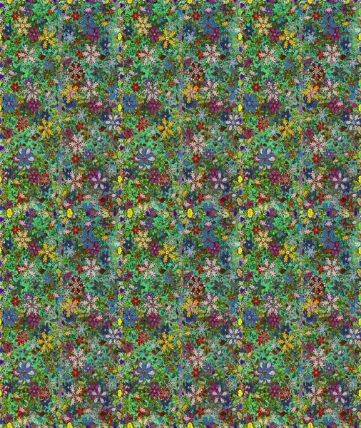 Elle çizilmiş çiçek deseni (fayans). Tekstil için dikişsiz suluboya desen. Sevimli çiçekleri, desenleri, yeşil renkleri olan renksiz desenler..