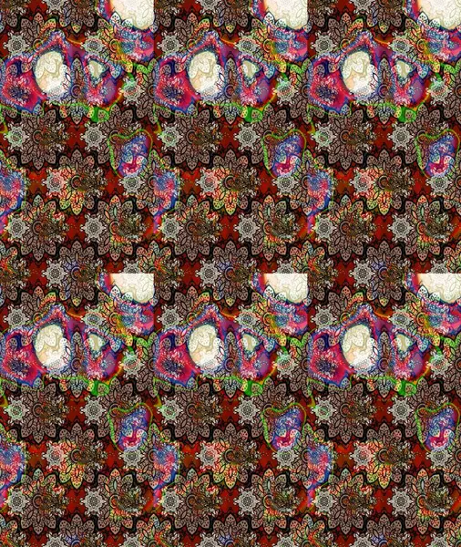 Şirin çiçekler. Raster Moda kumaş deseni. Çizgi çizimi deseni.