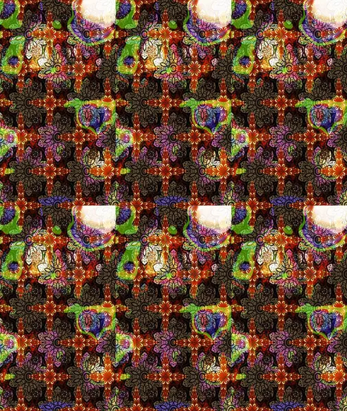 Raster illüstrasyonu. Kahverengi renklerde. Çiçek. Taslak dekoratif arka plan, çiçek mandala.