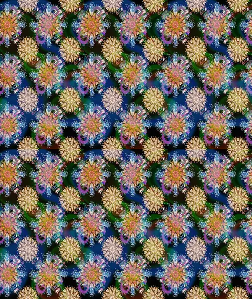 Taslak dekoratif arka plan, çiçek mandala. Çiçek. Raster illüstrasyonu. Mavi renklerde.