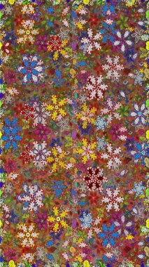 Kusursuz çiçek deseni duvar kâğıdı olarak kullanılabilir. Kahverengi ve kırmızı renkte çiçekler. Raster illüstrasyonu.