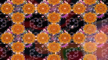 Vadinin turuncu renkli çiçekleri. Çiçeksel çizim kalıbının çizimi.