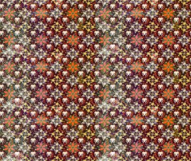 Raster illüstrasyonu. Kahverengi renklerde bahar çiçekleri. Yaprak ve çiçeklerin suluboya resmi, kahverengi renklerdeki çizim deseni.