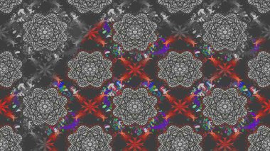 Parlak renkli çiçekleri ve gri renkli yaprakları olan harika bir çiçek deseni. Moda baskıları için zarif bir şablon. Halk tarzı. Modern çiçek arkaplanı.