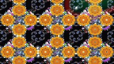 Küçük çiçekli basit bir çiçek çizimi. Siyah renkte sevimli çiçekler. Raster illüstrasyonu. Moda baskısı, albüm, ambalaj kağıdı, duvar kağıdı için zarif dekoratif süslemeler..