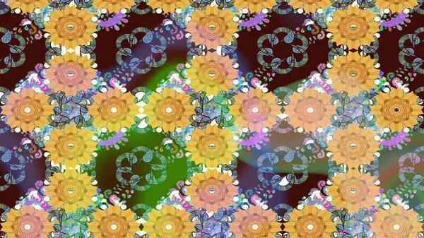 Flower eskiz arka planı. Çiçek deseni. Raster illüstrasyonu. Şatafatlı bahar bahçesi dokusu.