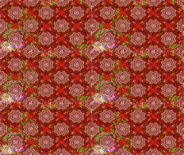 Şirin çiçek elementleri. Raster illüstrasyonu. Kırmızı ve kahverengi renkte çiçekler. Kusursuz..