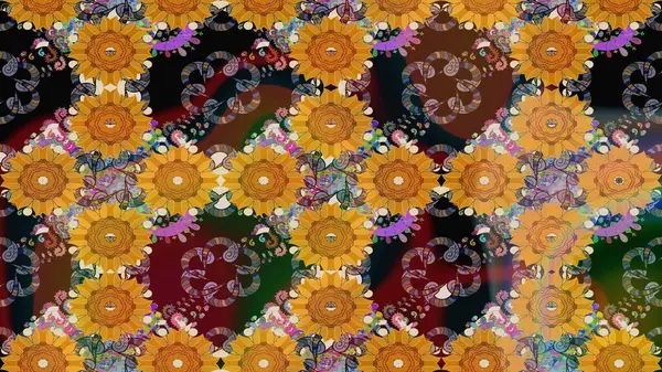 Kahverengi renkli çiçekler. Raster illüstrasyonunda çiçek deseni çizimi.