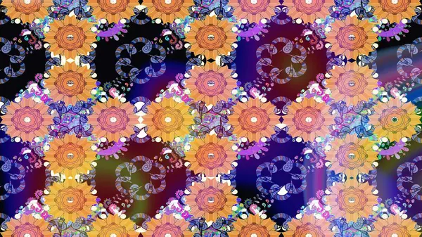 Tekstil veya kitap kapakları, imalat, duvar kağıtları, baskı, hediye paketi ve yapıştırma kitabı için çiçek eskizi geçmişi. Raster illüstrasyonu. Küçük ölçekli çiçeklerdeki basit sevimli desen.