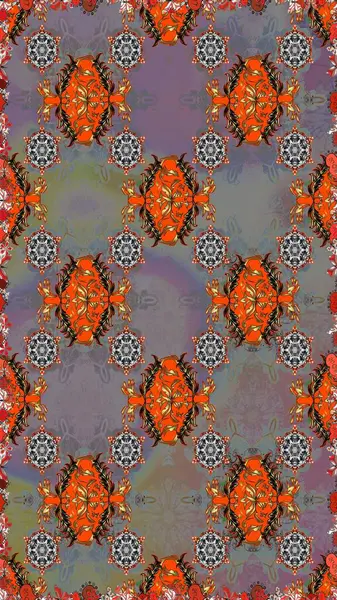 Çocuksu tasarım. El çizimi çiçekli, pürüzsüz bir desen. Tekstil, kumaş, ambalaj, hatıra defteri için hoş bir çiçek arkaplanı. Gri ve kahverengi arkaplanda.