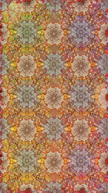 Küçük çiçekte hoş bir çiçek deseni var. Kahverengi ve bej renklerde parlak çiçekli, soyut, pürüzsüz desen. Çiçek elementli zarif raster dokusu..