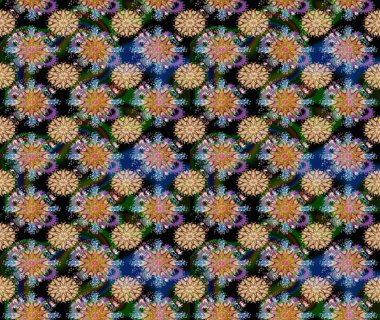 Şirin çiçekler. Raster Moda kumaş deseni. Çizgi çizimi deseni.