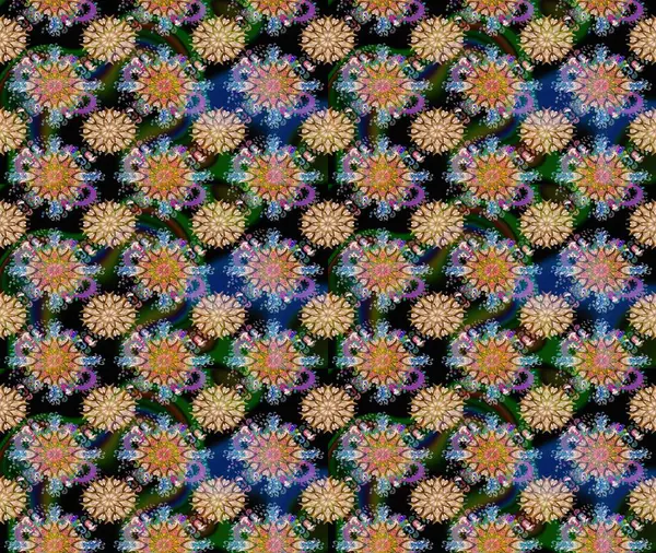 Şirin çiçekler. Raster Moda kumaş deseni. Çizgi çizimi deseni.