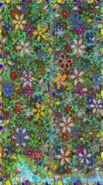 Çiçekli el, pürüzsüz desen çizmiş. Modern gelişim yeşil raster arka plan duvar kâğıdı illüstrasyon klasik çizgili iz sürme desenli çiçekler, çiçekli süsler.