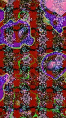 Küçük çiçekte hoş bir çiçek deseni var. Çiçeksel elementlerle süslenmiş zarif raster dokusu. Parlak çiçekli kırmızı renkler üzerine soyut çizim deseni.