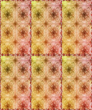 Renkli Yaz Temalı Kusursuz Arkaplan. Düz Çiçek Elementleri Tasarımı. Raster illüstrasyonunda kusursuz çiçek deseni. Bej ve kahverengi renkte çiçekler.