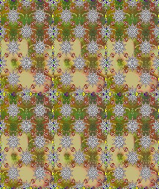 Raster illüstrasyonunda kusursuz çiçek deseni. Düz Çiçek Elementleri Tasarımı. Kahverengi ve nötr renklerde çiçekler. Renkli Bahar Teması Kusursuz Arkaplan.