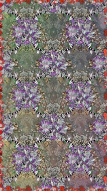 Çiçek arkaplan. - Gri ve nötr çiçekler. Çiçek kolajı. Çiçek kompozisyonu. Doğa. Raster deseni. Küçük çiçekte güzel desen var..