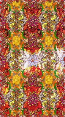 Renkli Bahar Temalı Kusursuz Arkaplan. Düz Çiçek Elementleri Tasarım Raster illüstrasyonu. Kahverengi renkli çiçekler. Çiçeksiz desenli arka plan.