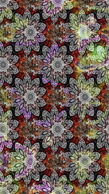 Etnik Mandala süsü. Raster Henna dövme stili. Tekstil, tebrik kartı, boyama kitabı, telefon kılıfı baskısı için kullanılabilir. Hint çiçekli desenli şal desenli..