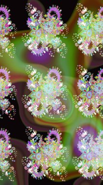 Çizim kalıbı. Raster illüstrasyonu. Ultraviyole kumaş deseni. Organik motif arkaplanı.