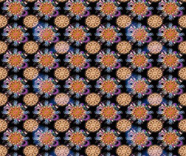 Çiçekli, suluboya desenli kusursuz çiçek deseni. Raster illüstrasyonu. Siyah ve kahverengi renkte çiçekler. Düz Çiçek Elementleri Tasarımı. Renkli Bahar Teması Kusursuz Arkaplan.