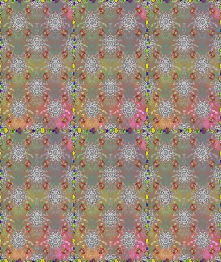 Gri renkli etnik çiçeklerle kusursuz bir desen. Raster Çiçek İllüstrasyon Şirin Tekstil.