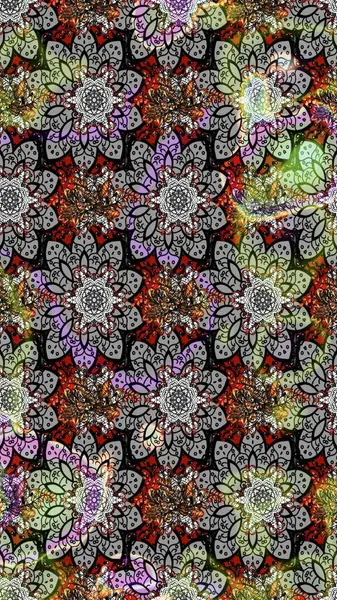 Etnik Mandala süsü. Raster Henna dövme stili. Tekstil, tebrik kartı, boyama kitabı, telefon kılıfı baskısı için kullanılabilir. Hint çiçekli desenli şal desenli..