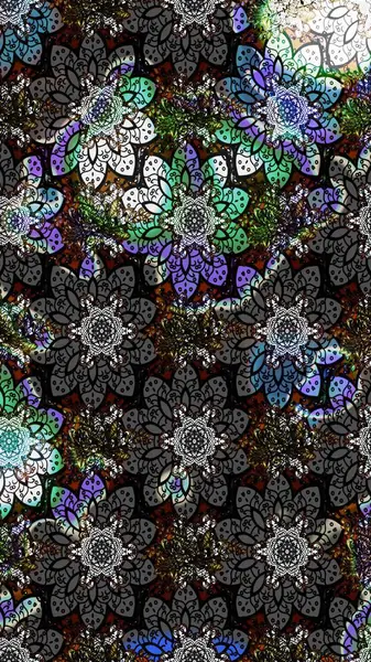 Raster illüstrasyonu. Gri renkli çiçekler. Çizim çiçek deseni duvar kağıdı için kullanılabilir.