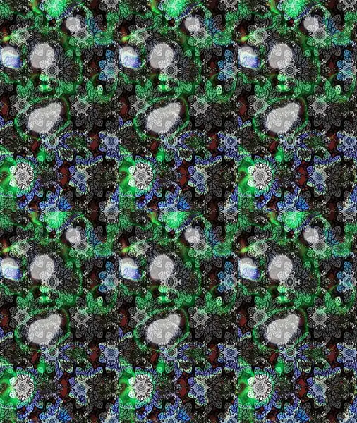 Gri renkli çiçekler. Çiçek desenli çizim. Raster illüstrasyonu. Raster illüstrasyonu. Asya tekstil tarzında.