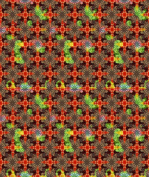 Kırmızı renklerde. Çiçek duvar kağıdı. Çizim kalıbı. Renkli süs kenarı. Raster illüstrasyonu. Hint süsü..