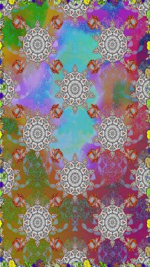 Çiçeksiz desenli arka plan, darbeler, sıçramalar, yaz çiçekleri. Raster illüstrasyonu. Gri renkli çiçekler.