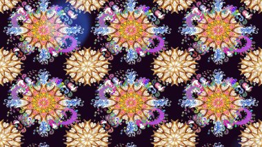 Raster illüstrasyonu. Siyah renklerde. 3D çiçekler, çizim.