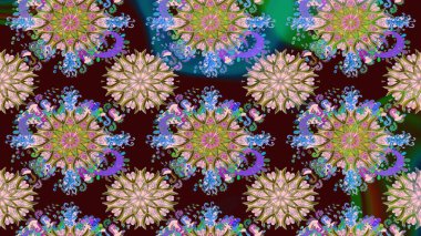 Bir sürü kahverengi ve soyut çiçekli tropik eskiz deseni. Varicolobrown Raster çizimi. Küçük çiçekte sevimli çiçek deseni var..