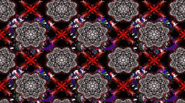 Raster illüstrasyonu. Çiçek desenli çizim. Düz Çiçek Elementleri Tasarımı. Asya tekstil tarzında. Renkli Bahar Teması eskiz kalıbı. Güzel kumaş deseni.