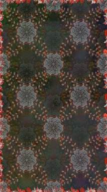 Eskiz stili gri ve kahverengi renklerde. Şirin karalama çiçekleri olan kusursuz çiçek desenleri. Raster illüstrasyonu. Raster illüstrasyonu. El yapımı çiçek ve bitki koleksiyonu.