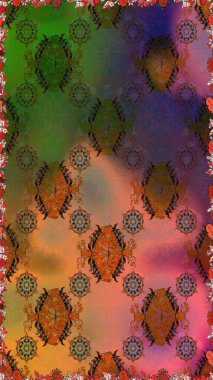 Kahverengi ve yeşil el çizimi desen. Sanat esinlenir, yeşillendirir, çiçek açar ve arka plan bırakır. Raster deseni. Karalama çiçekleri kusursuz desen.