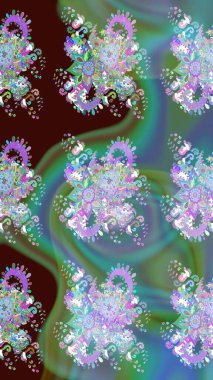 Sevimli çiçek raster deseni. Yeşil renkli çiçekler. Renkli Bahar Teması eskiz kalıbı. Düz Çiçek Elementleri Tasarımı.