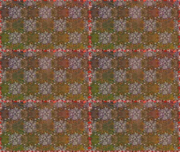 Kahverengi ve bej renkli çiçekler. Düz Çiçek Elementleri Tasarımı. Kusursuz çiçek deseni. Raster illüstrasyonu. Asya tekstil tarzında. Renkli Bahar Teması Kusursuz Arkaplan.