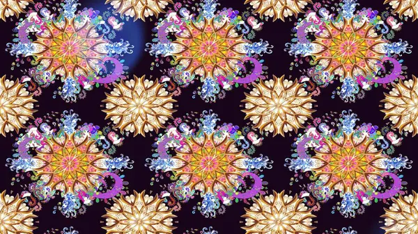 Raster illüstrasyonu. Siyah renklerde. 3D çiçekler, çizim.