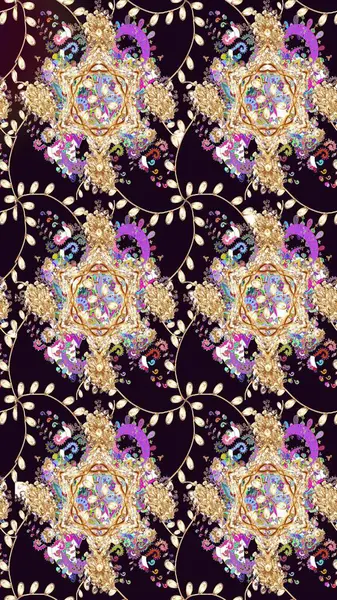 Renkli Bahar Teması eskiz kalıbı. Güzel kumaş deseni. Düz Çiçek Elementleri Tasarımı. Raster illüstrasyonunda çiçek deseni çizimi.