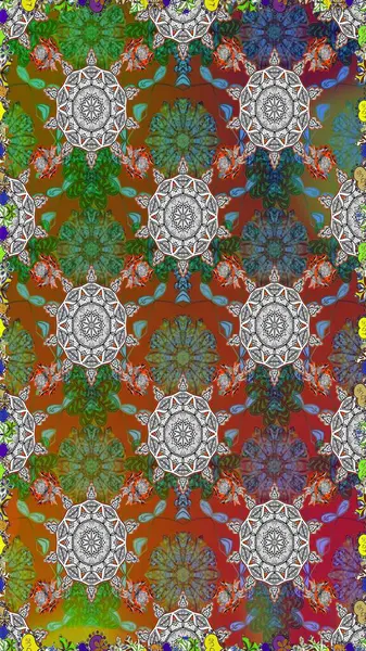 Kabile sanatı boho baskısı, klasik çiçek arkaplanı. Soyut etnik raster kusursuz desen. Arkaplan dokusu, duvar kağıdı, kahverengi ve gri renkli çiçek teması.