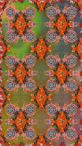 Raster illüstrasyonu. Kusursuz bir geçmişi var. Miles Fleur, süslü püslü bir süs. Eski usul. Kumaş, tekstil, duvar kağıdı baskısı için. Tomurcukları papatya çiçekleri olan sevimli bir çiçek deseni..