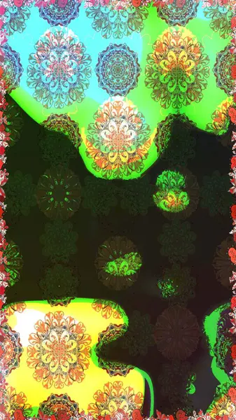 Gri ve yeşil renkli güzel bir tekstil. Suluboya çiçekli çiçek deseni. Raster illüstrasyonu.