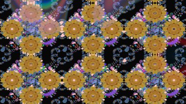 Çiçek desenli raster, siyah çizgi grafik desenli soyut raster arkaplan. Modern stil dokusu.