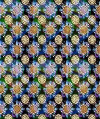 Mavi renkte etnik çiçeklerle süslenmiş zarif bir eskiz. Asya Tekstil 'inde Raster Çiçek İllüstrasyonu.